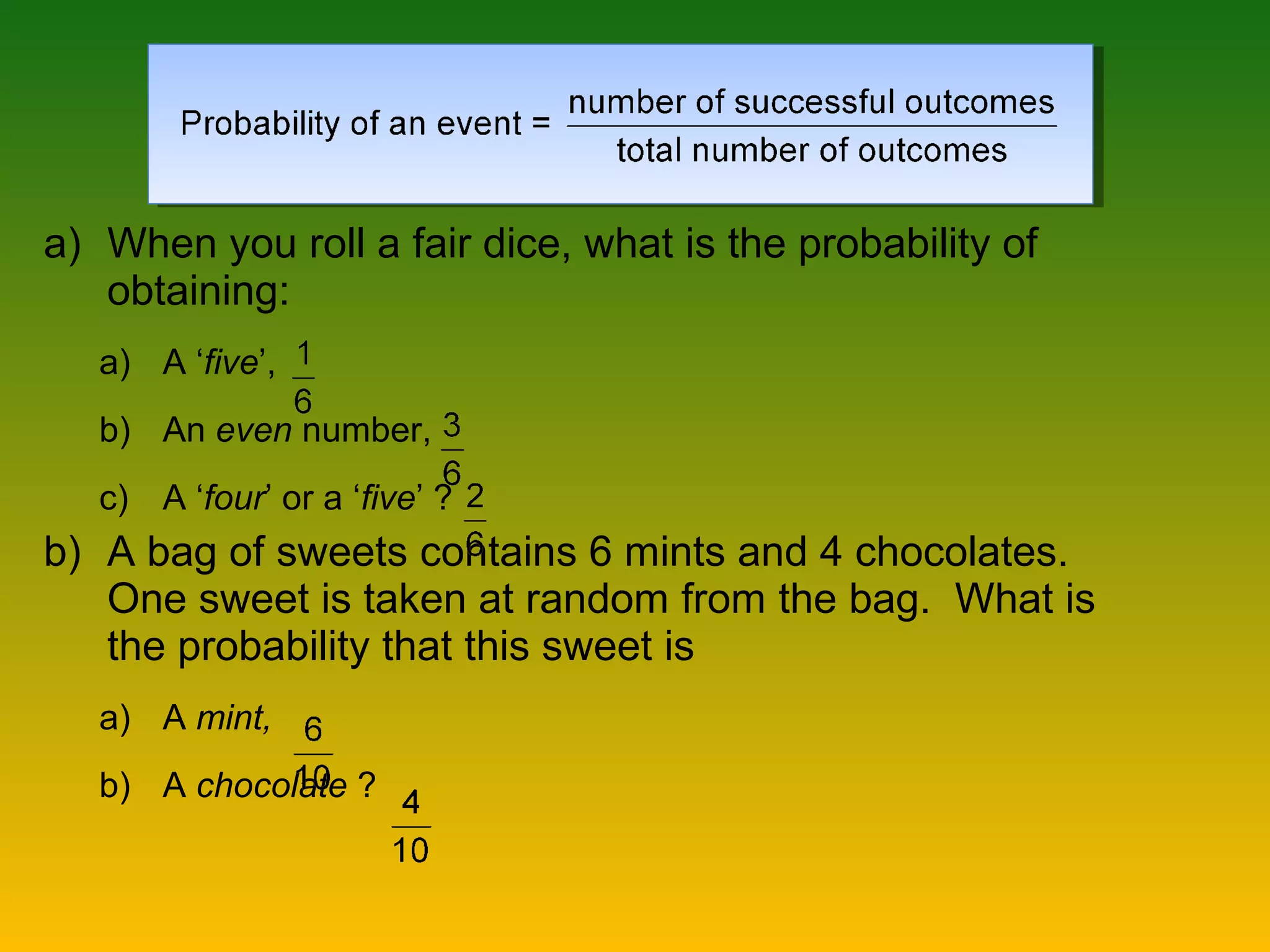 Math unit19 probability of one event | PPT