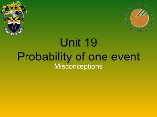 Unit 19
Probability of one event
Misconceptions
 