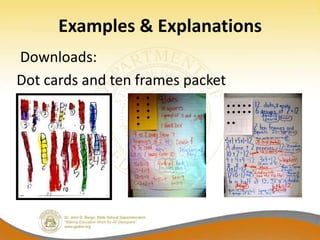 Examples & Explanations
Downloads:
Dot cards and ten frames packet
 