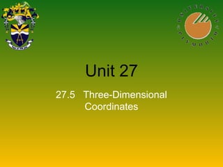 Unit 27
27.5 Three-Dimensional
Coordinates
 