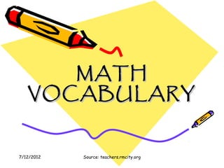 Math Vocabulary Clip Art