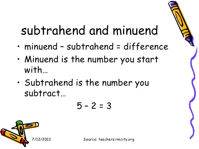 pic Minuend Subtrahend And Difference Example mathvocabulary