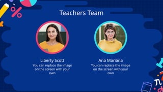 You can replace the image
on the screen with your
own
You can replace the image
on the screen with your
own
Liberty Scott Ana Mariana
Teachers Team
 