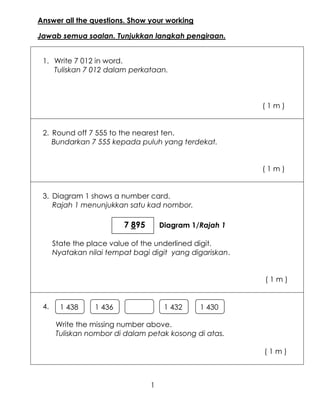 Ujian Matematik Tahun 3 Kertas 2