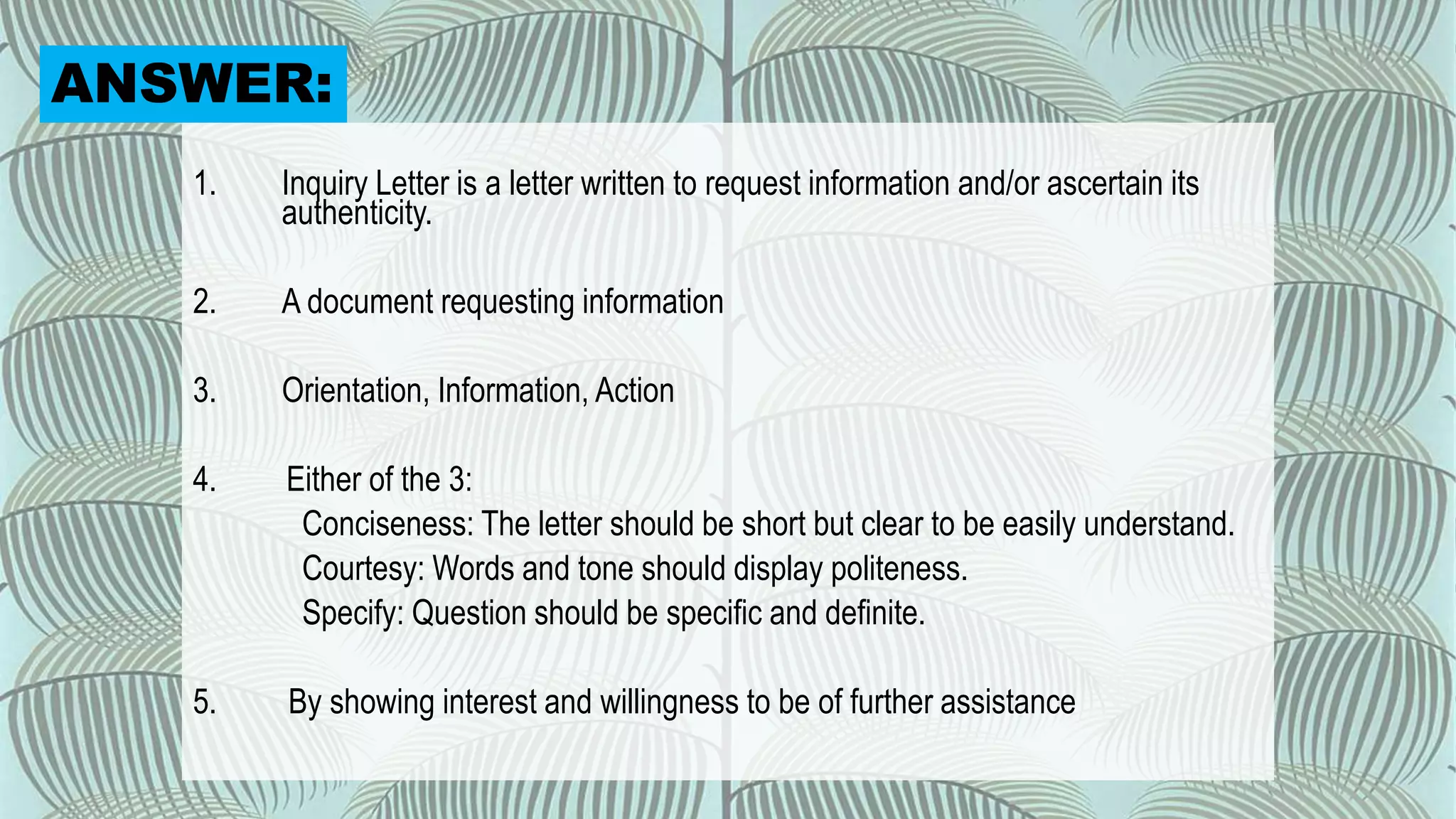 Inquiry Letter | PPTX