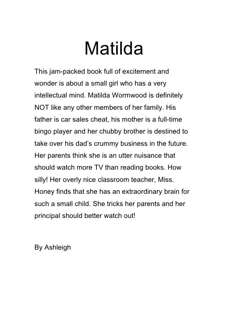 how to write a book review on matilda