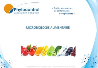 MICROBIOLOGIE ALIMENTAIRE
Le 13/03/2018 – Nïmes – Sophie Dussargues – Présentation Microbiologie alimentaire
 