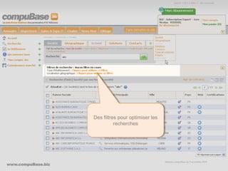 www.compuBase.biz
Matinée compuBase du 9 novembre 2010
Des filtres pour optimiser les
recherches
 