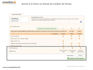 www.compuBase.biz
Matinée compuBase du 9 novembre 2010
Achat à la fiche ou Achat de crédits de fiches
 