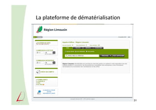 La plateforme de dématérialisation
31
 