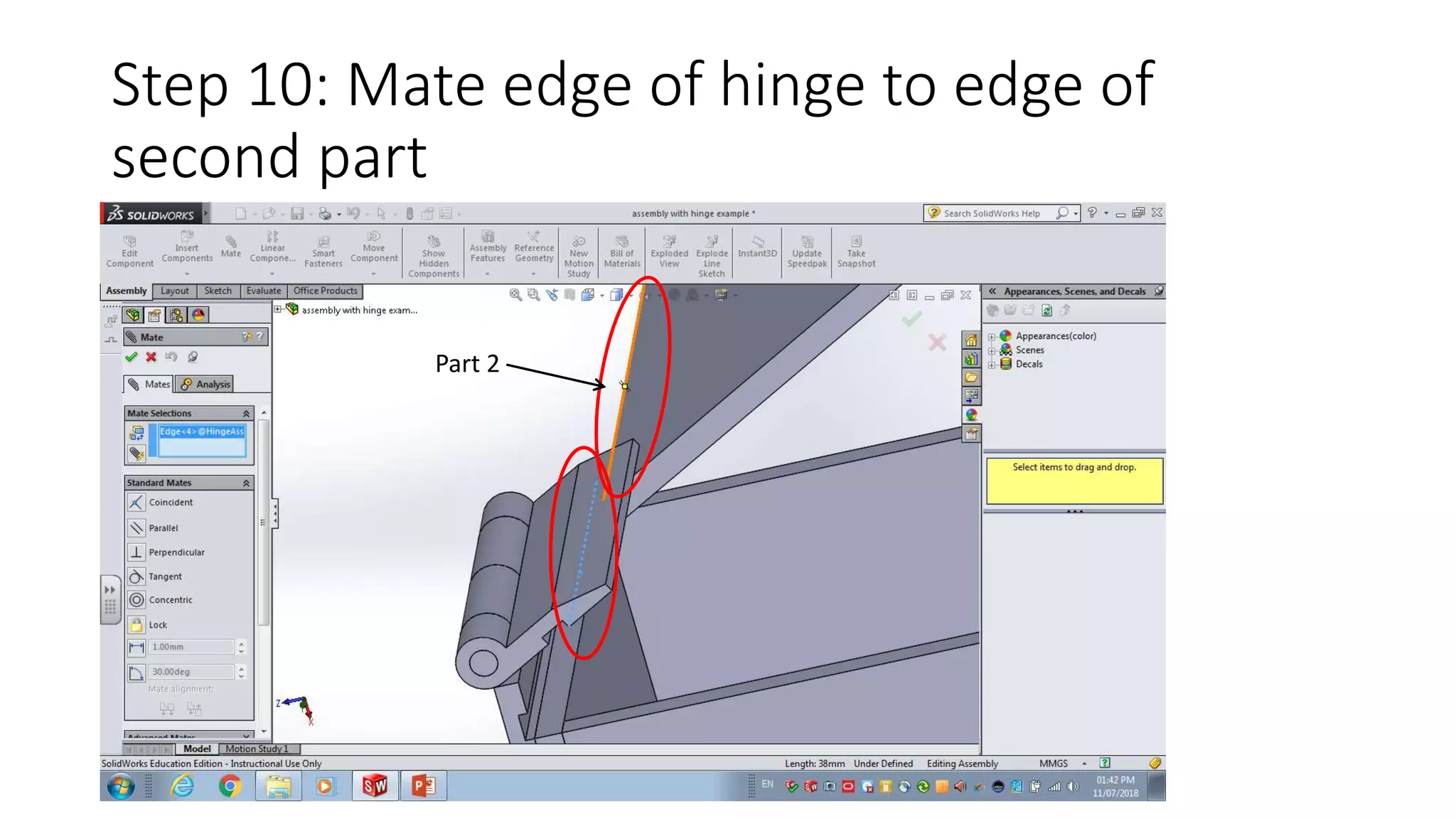 Mating a hinge assembly in solidworks | PPTX