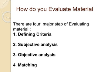 Matirial evaluation BY WAQAR | PPTX