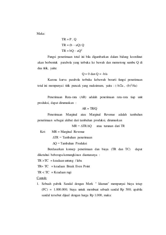 Contoh Soal Fungsi Biaya Total Kami