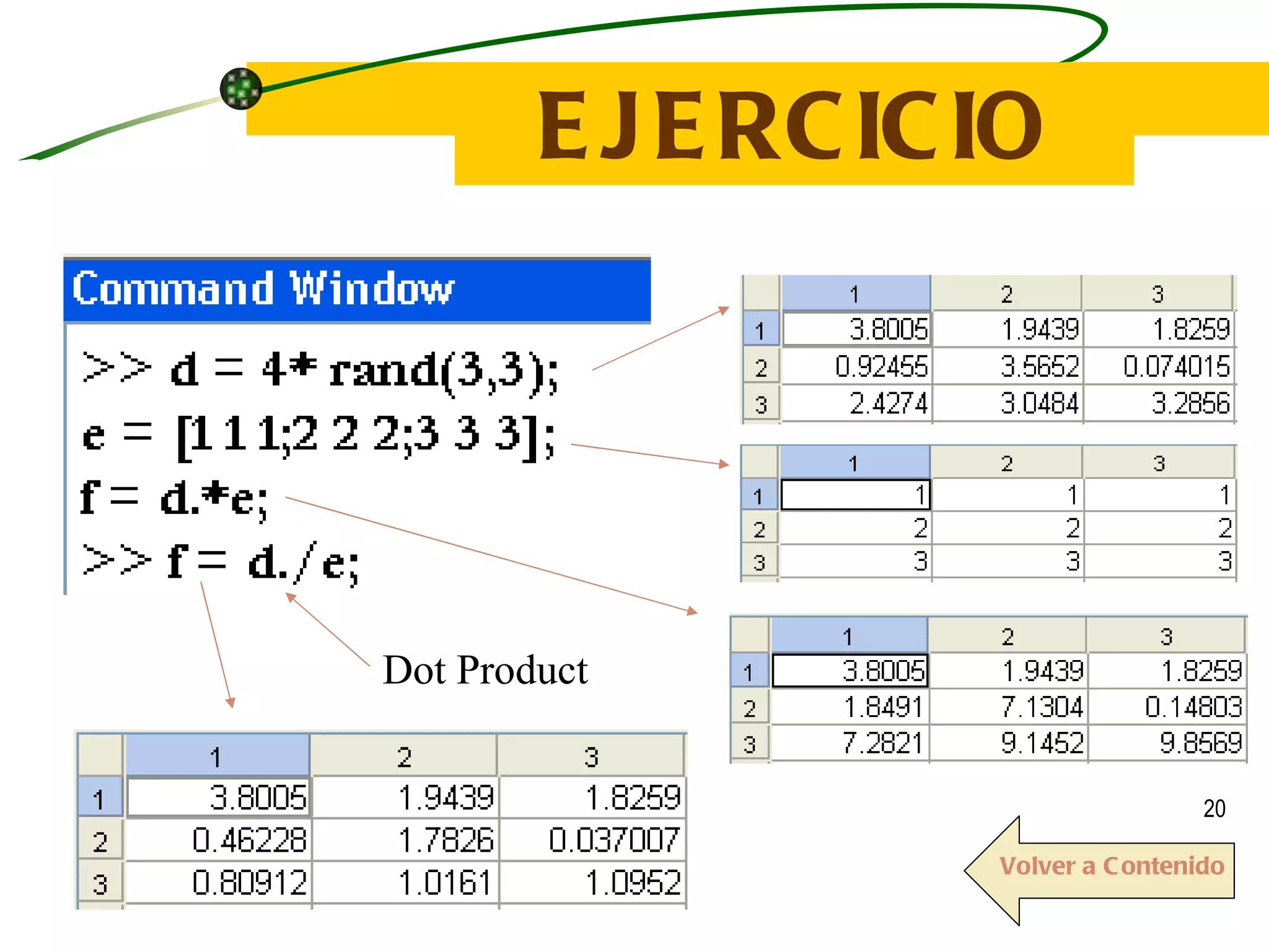 EJERCICIO Dot Product Volver a Contenido 
