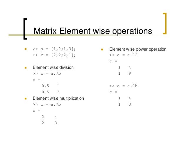Element wise vector multiplication matlab tutorial pdf