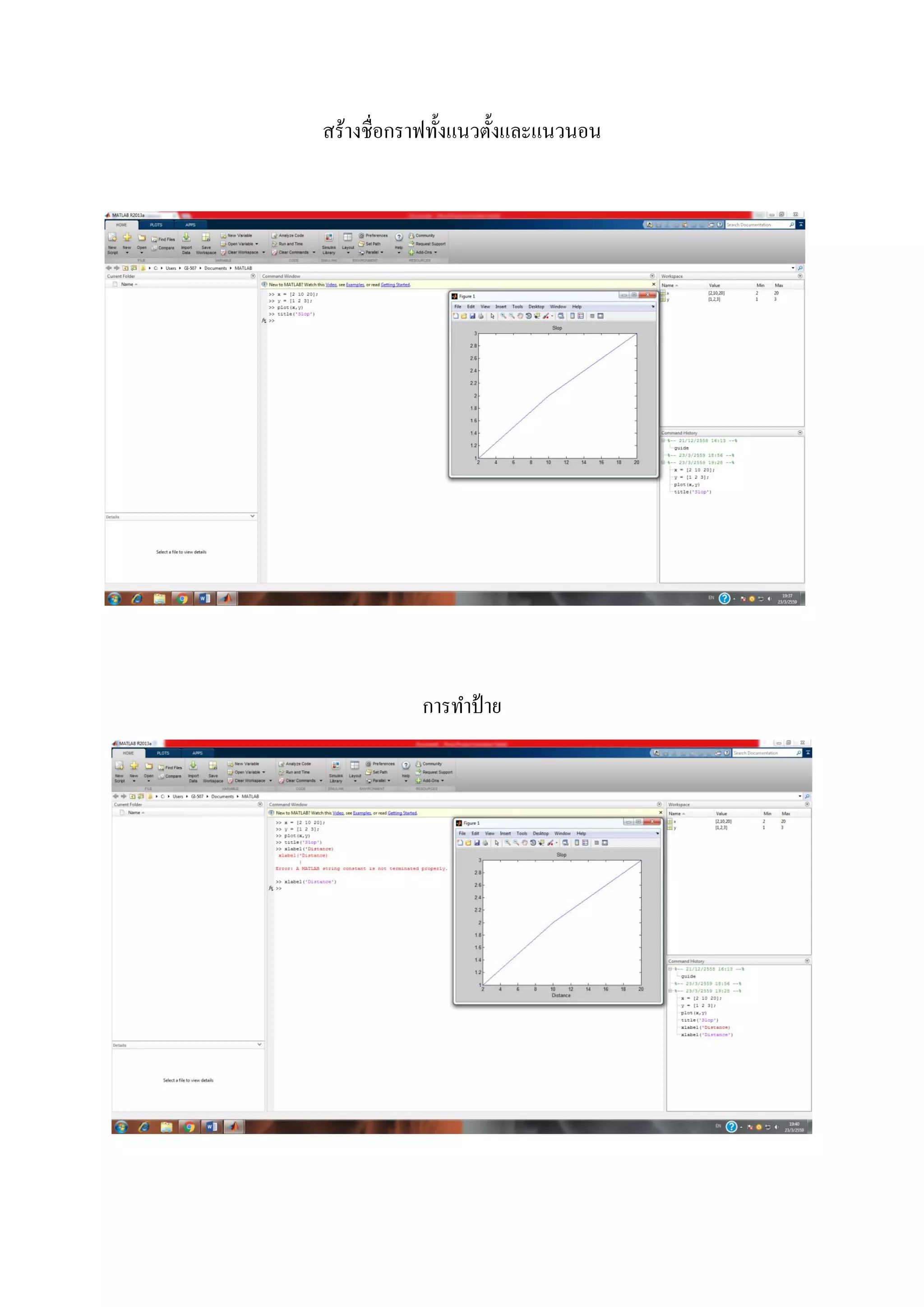 สร้างชื่อกราฟทั้งแนวตั้งและแนวนอน
การทาป้าย
 