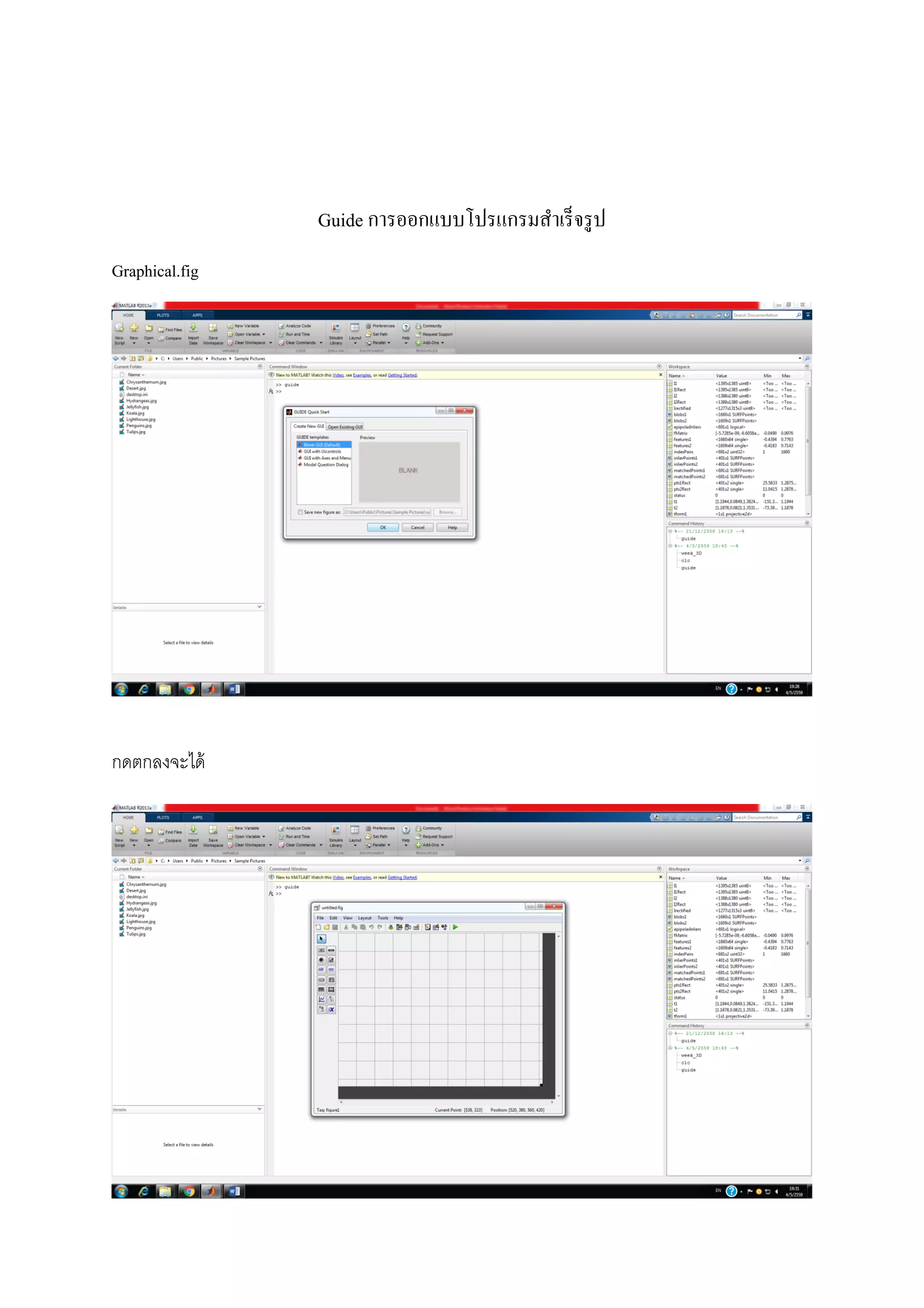 Guide การออกแบบโปรแกรมสาเร็จรูป
Graphical.fig
กดตกลงจะได้
 