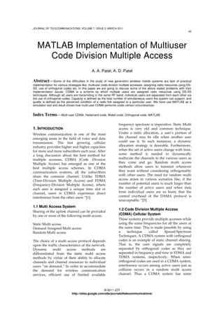 MATLAB Implementation of Multiuser Code Division Multiple Access | PDF
