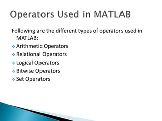 Matlab - Introduction and Basics | PPT