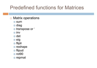 Basics of Matlab for students and faculty | PPT