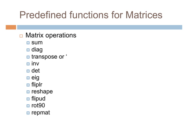 Basics of Matlab for students and faculty | PPT