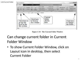 1.8.4 Current Folder
Can change current folder in Current
Folder Window
• To show Current Folder Window, click on
Layout icon in desktop, then select
Current Folder
66
 