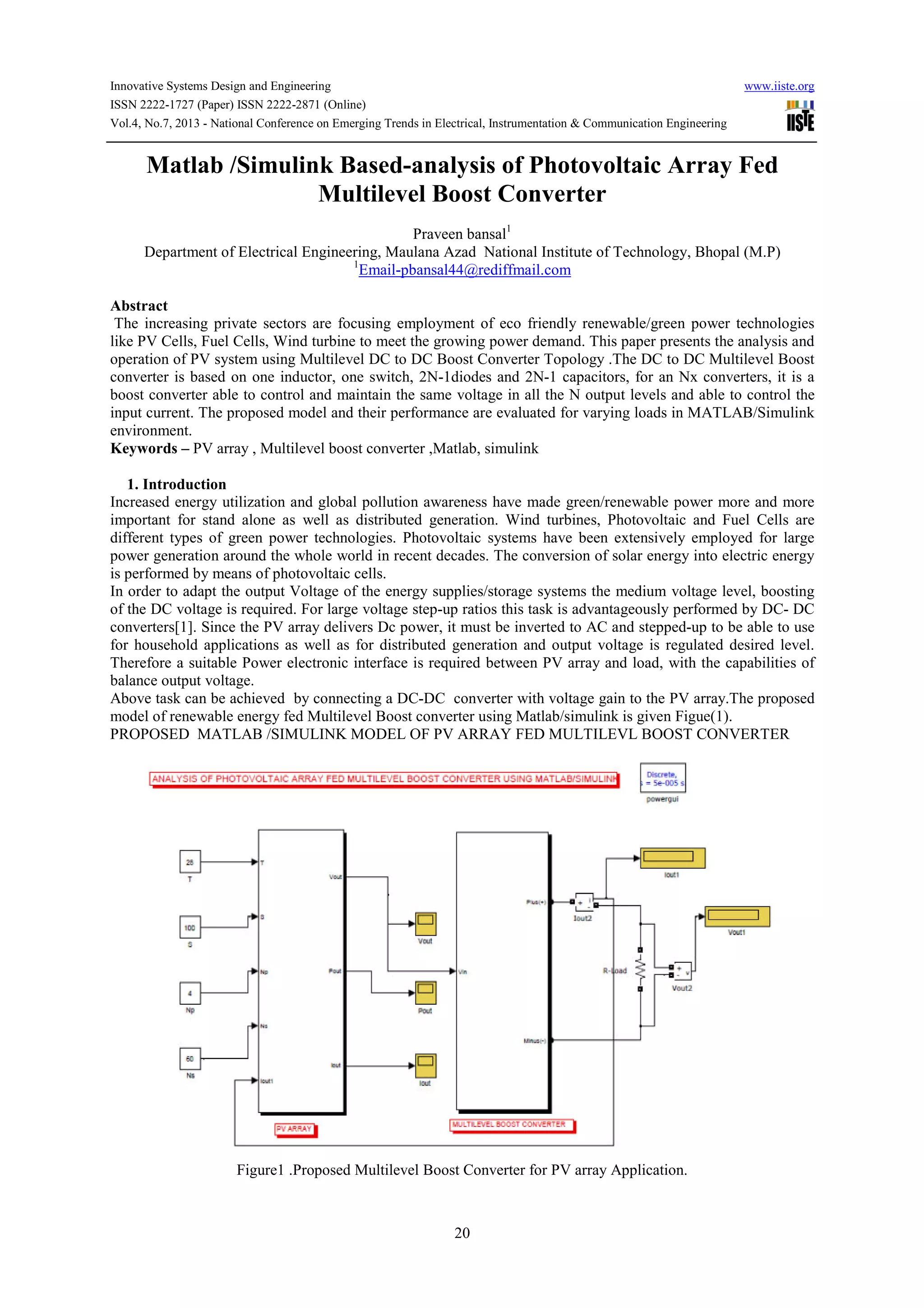 Matlab simulink based-analysis of photovoltaic array fed multilevel ...