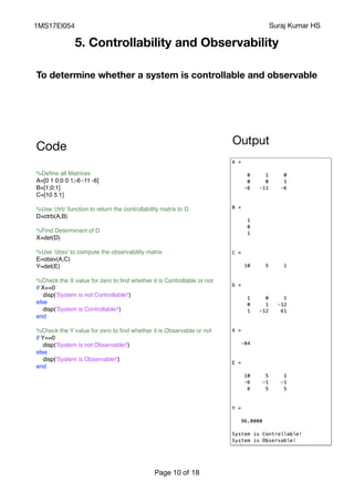 Advance Control System MatLab & Simulink codes with outputs | PDF