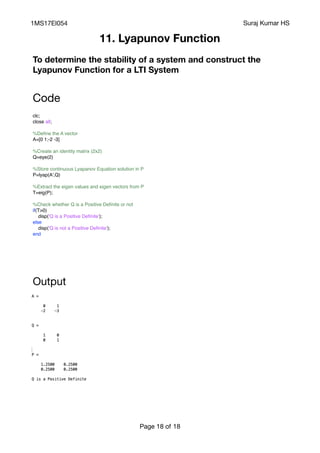 Advance Control System MatLab & Simulink codes with outputs | PDF