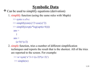 Advanced MATLAB Data Types and Symbolic Computation for Engineering ...