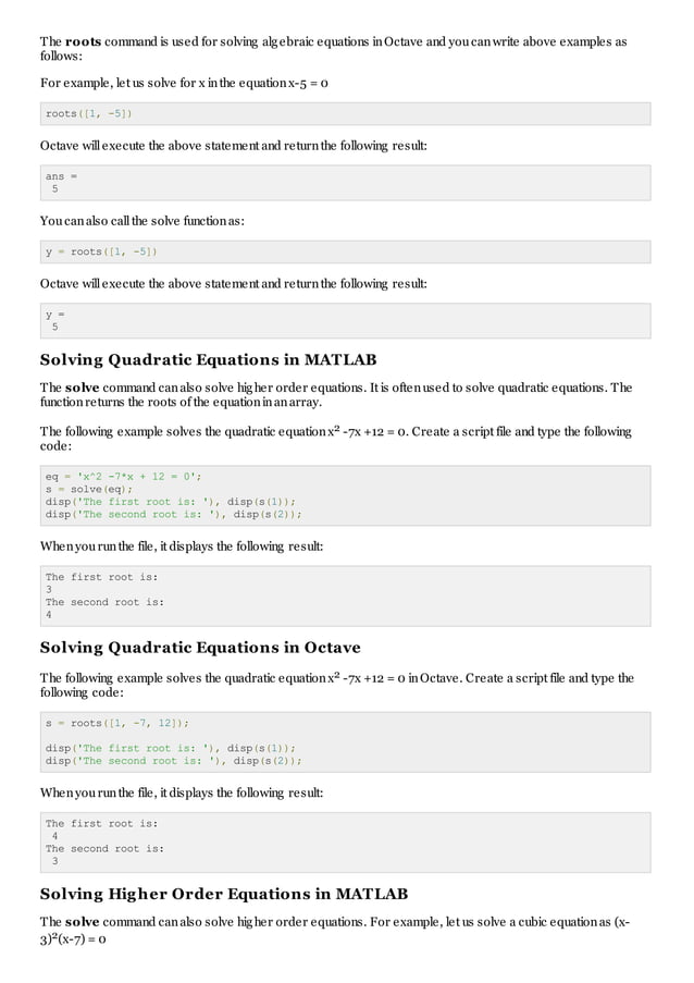 Matlab algebra pdf