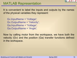 Matlab Input/output Simulation Matlab And Simulink For Modeling And Control.ppt
