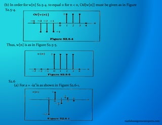 (b) In order for w[n] S2.5-4. to equal 0 for n < 0, Od{w[n]} must be given as in Figure
S2.5-4.
Thus, w[n] is as in Figure S2.5-5.
S2.6
(a) For a = -ia"is as shown in Figure S2.6-1.
matlabassignmentexperts.com
 