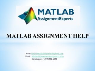VISIT: www.matlabassignmentexperts.com
Email: info@matlabassignmentexperts.com
WhatsApp: +1(315)557-6473
MATLAB ASSIGNMENT HELP
 