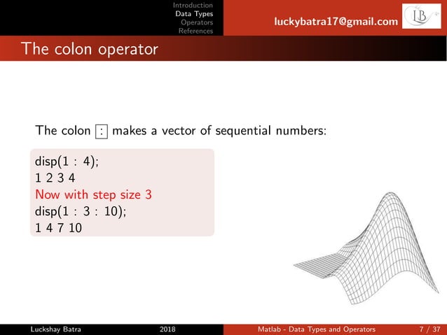 Matlab-Data types and operators | PDF | Programming Languages | Computing