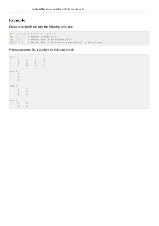 Matlab colon notation | PDF
