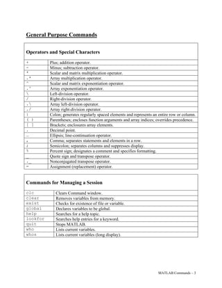 Matlab commands | PDF