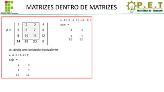 MATRIZES DENTRO DE MATRIZES
 