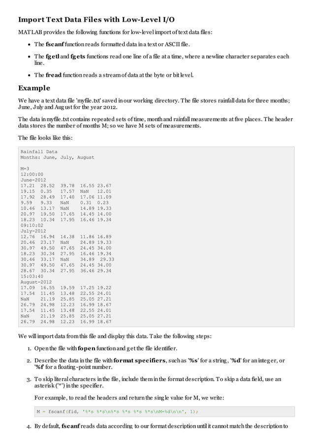 Matlab data import | PDF