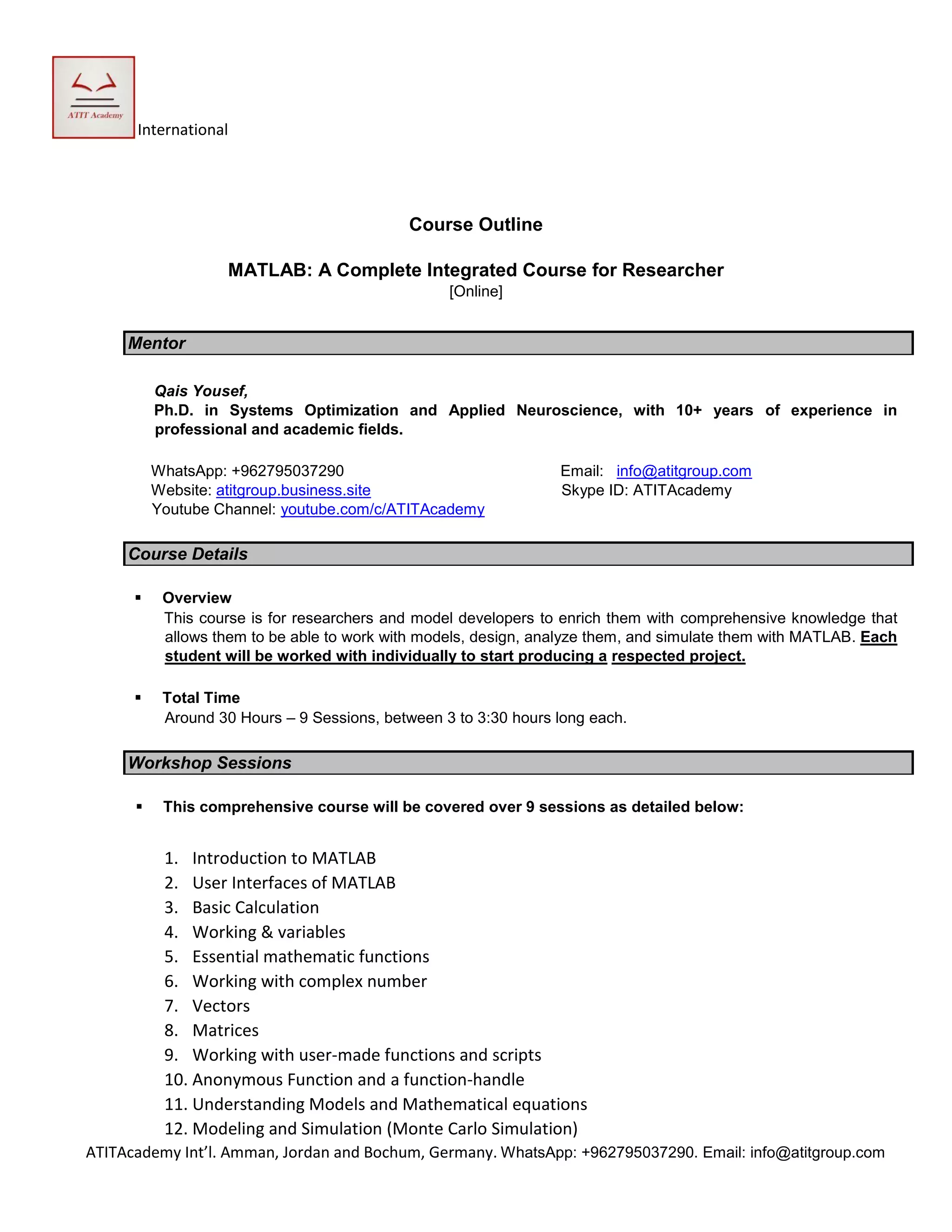 MATLAB: A Complete Integrated Course for Researcher | PDF