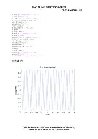 Matlab implementation of fast fourier transform | PDF