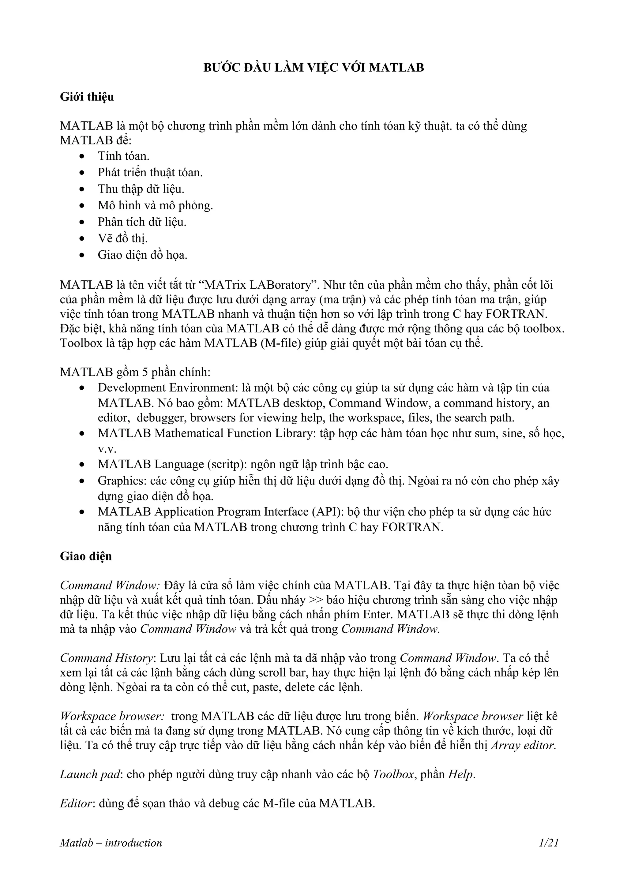 Matlab intro | DOC