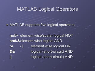 Letter Operators Matlab Matlab Introduction for beginners_i .ppt