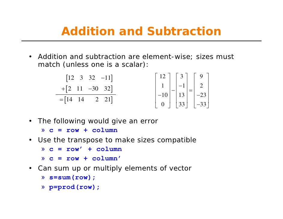 Element wise vector multiplication matlab tutorial pdf