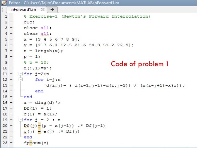 Matlab lecture 8 – newton's forward and backword interpolation@taj