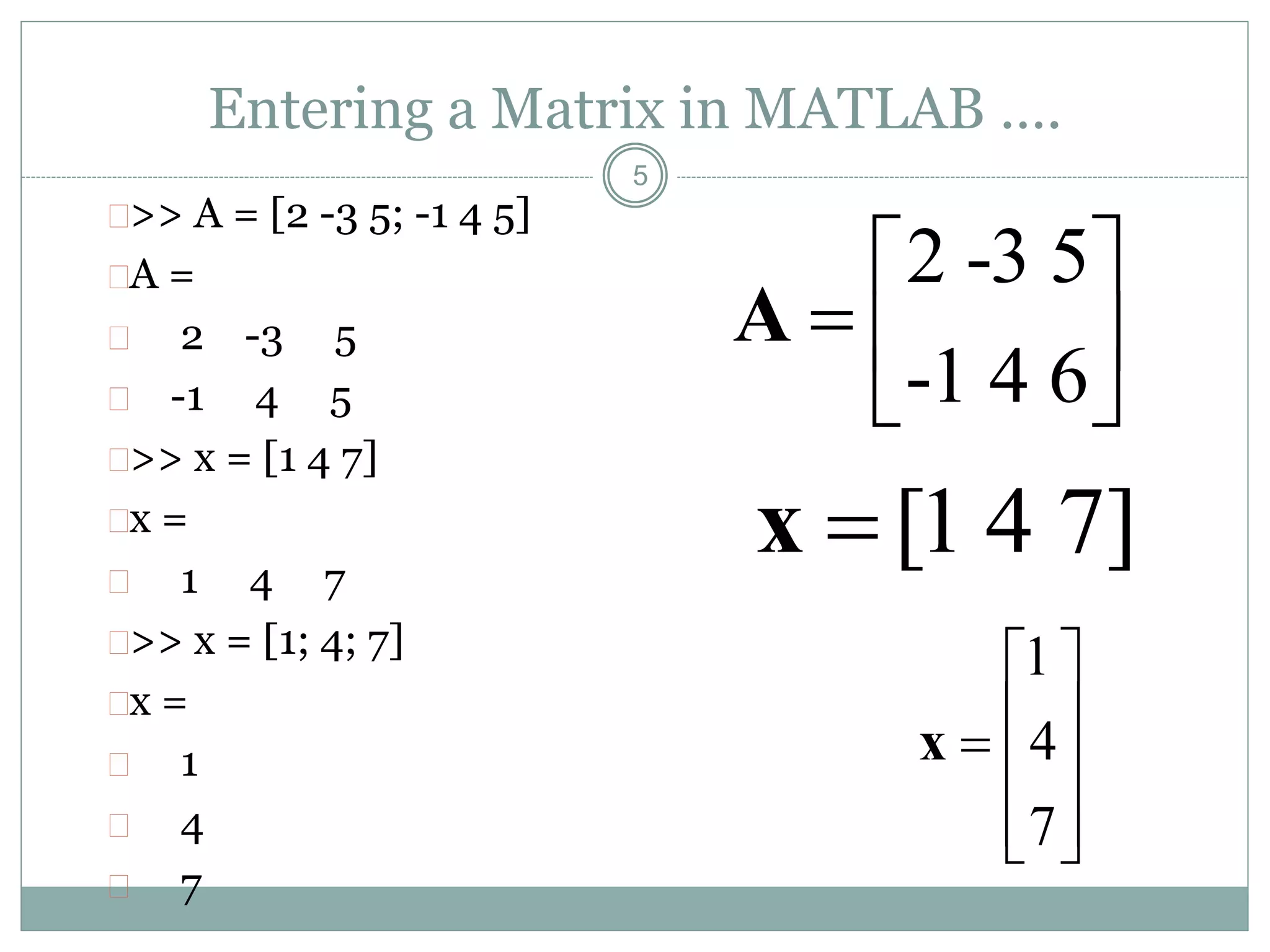 Matlab matrices and arrays | PPTX
