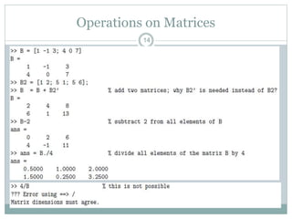 Matlab matrices and arrays | PPTX