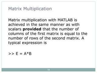 Matlab matrices and arrays | PPTX