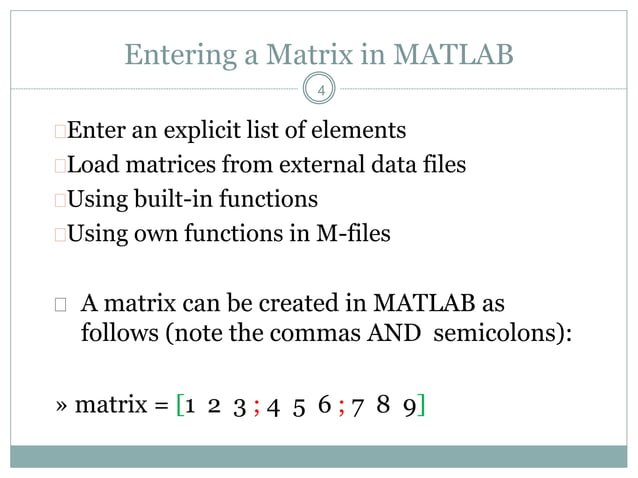 Matlab matrices and arrays | PPT
