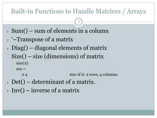 Matlab matrices and arrays | PPT